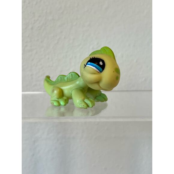 Littlest Pet Shop LPS Iguana Lizard #850 Green Blue Teardrop Eyes 2008 *Read - Picture 4 of 9